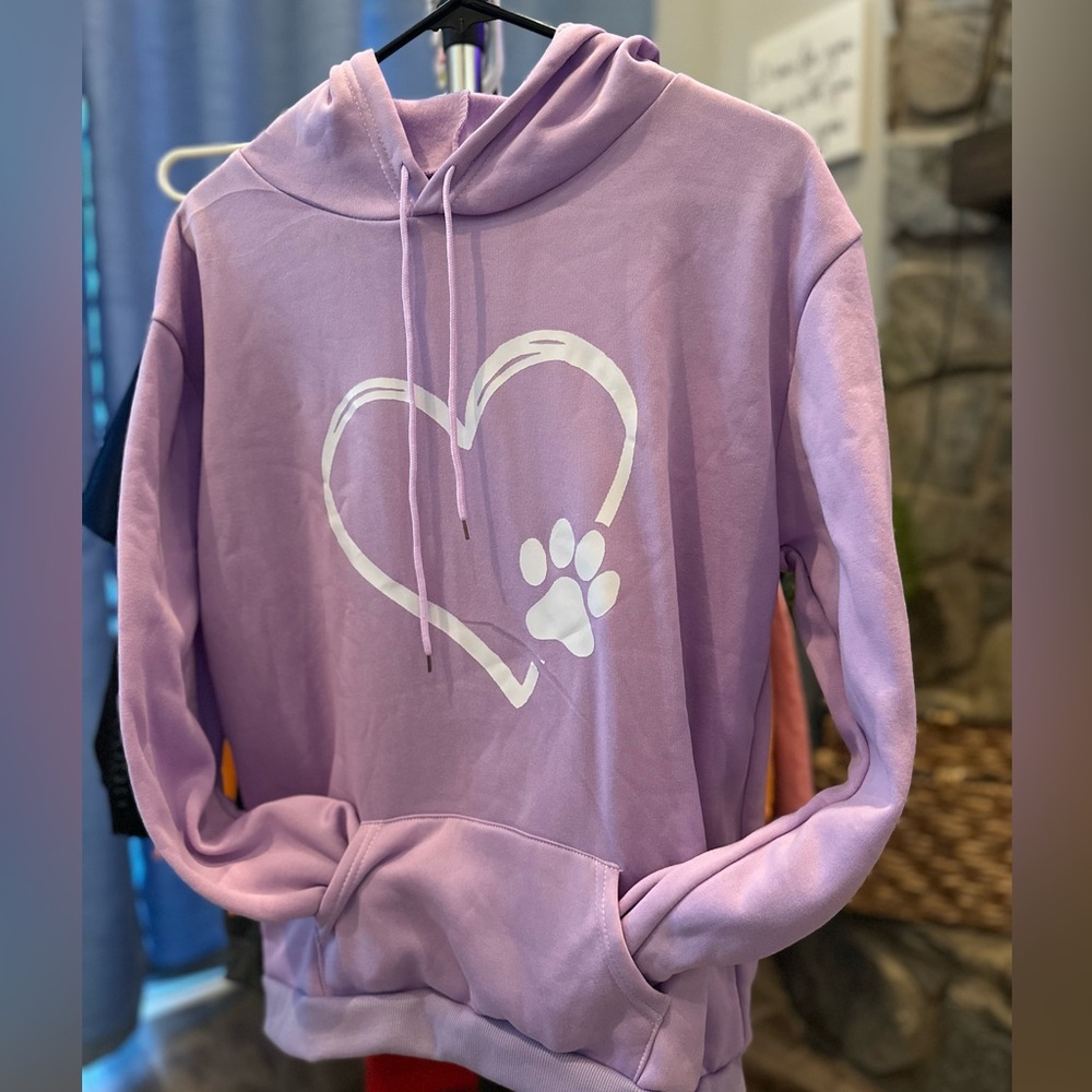 Purple Hoodie w Dog Paw & Heart